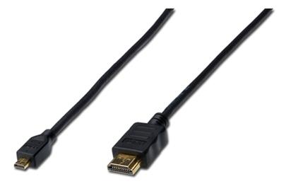 Digitus HDMI High Speed s Ethernetem připojovací kabel HDMI/D na HDMI/A ( standard na micro) , 1m, zlacené kontakty