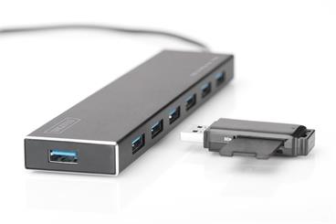 DIGITUS Hub USB 3.0, 7 portů vč. Napájecí zdroj 5V / 3,5A Hliníkový kryt