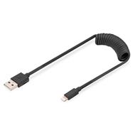 DIGITUS Kabel USB  A na Lightning Spirálový MFI C89 TPU USB 2.0, PD20W Max.