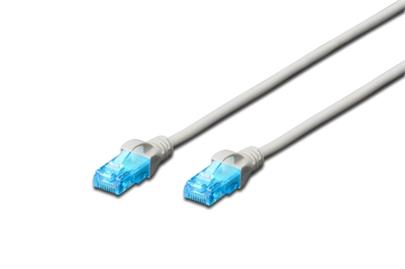 Digitus Patch Cable, UTP, CAT 5e, AWG 26/7, šedý 15m, 5ks