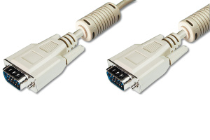 Digitus Premium připojovací VGA kabel, 3xstíněný, 2xferity, černá/šedá, AWG28, CU, zlacené konektory, 3m