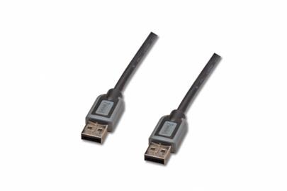 Digitus Premium USB kabel A/samec na A-samec, 2x stíněný, černo/šedý, 1,8m, zlacené konektory