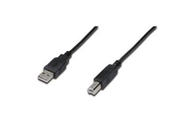 Digitus Premium USB kabel A/samec na B-samec, 2xstíněný, 3m, černý/šedý, zlacené konektory