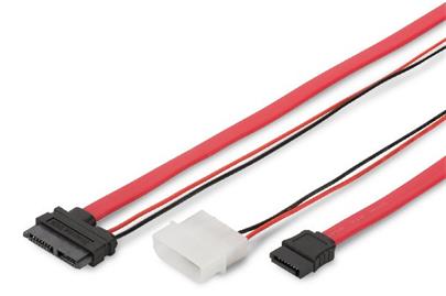 Digitus Připojovací kabel SATA, SATA13pin - typ L + napájení F / F, 0,5 m, přímý, Slimline, SATA II / III, re
