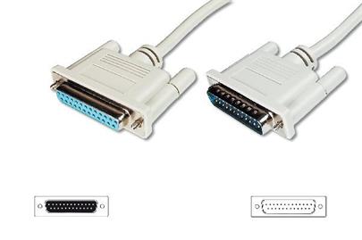 Digitus Prodlužovací kabel datového přenosu, sériový/paralelní, D-Sub25, samec/samice, 3,0 m, lisovaný,
