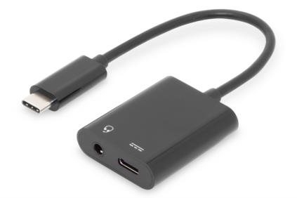Digitus Rozbočovací kabel USB typu C, typ C - 3,5 mm + typ C M/F/F, 0,2 m, Gen2, 5A, 10 GB, Vers. 3,1, CE, bl