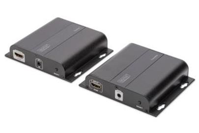 DIGITUS Sada 4K HDMI Extender přes IP, 4K*2K@30 Hz přes síťový kabel (CAT 5 / 5e / 6/7), černá