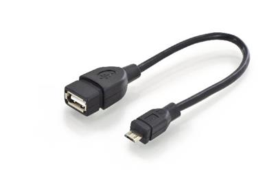 Digitus USB 2.0 adapter cable, OTG, type micro B - A M/F, 0.2m, USB 2.0 conform, bl