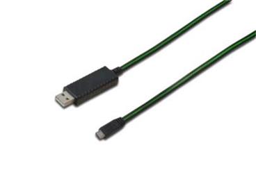 Digitus USB 2.0 nabíjecí / datový kabel, typ A - micro B, M / M, 0,9 m, zelený vizuální tekoucí, CE, bl