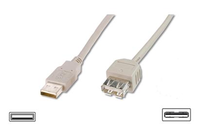 Digitus USB kabel prodlužovací A-A, 2xstíněný 1.8m, šedý