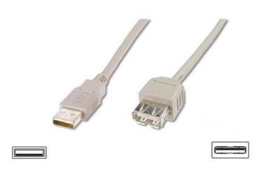 Digitus USB kabel prodlužovací A-A, 2xstíněný, měď, 3m, šedý