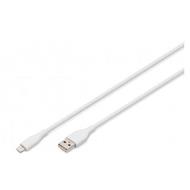 Digitus USB Silicone charging cable, USB-A - Lightning 0,5m, USB 2.0, 12W, white