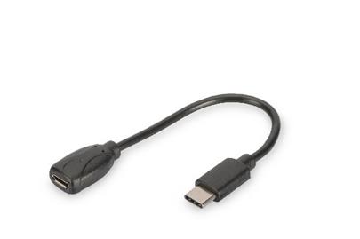 Digitus USB Type-C adapter cable, type C - micro B M/F, 0,1m, High-Speed, bl