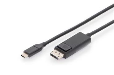 DIGITUS USB Type-C adapter cable, Type-C to DP M/M, 2.0m, 4K/60Hz, 32,4 GB, CE, bl, gold