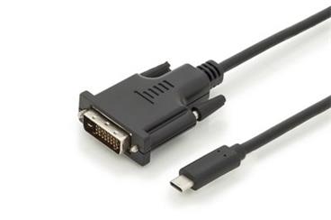DIGITUS USB Type-C adapter cable, Type-C to DVI M/M, 2.0m, 1080p@60Hz CE, bl, gold