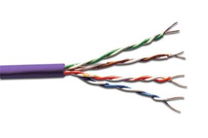 Digitus UTP kabel drát AWG23, měď, Cat.6, box 100m, LSOH, fialová