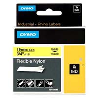 Dymo originální páska do tiskárny štítků, Dymo, 18491, černý tisk/žlutý podklad, 3.5m, 19mm, RHINO nylonová flexibilní