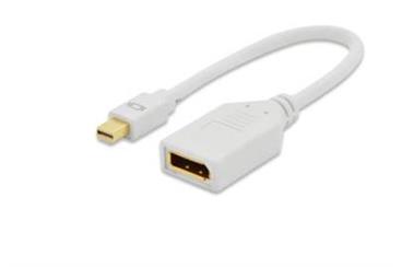 Ednet DisplayPort adapter cable, mini DP - DP, M/F, 0.15m, DP 1.1a compatible, UL, wh, gold