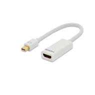 Ednet DisplayPort adapter cable, mini DP - HDMI type A, M/F, 0.15m, DP 1.1a compatible, UL, CE, wh, gold