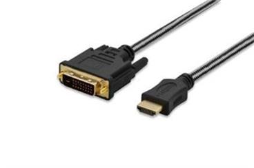 Ednet kabelový adaptér HDMI, typ A - DVI (24 + 1) M/M, 3,0 m, Full HD, bavlna, zlato, bl