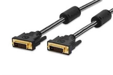 Ednet Připojovací kabel DVI, DVI (24 + 1), 2x ferit samec/samec, 3,0 m, DVI-D Dual Link, bavlna, zlato, černý