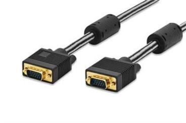 Ednet Připojovací kabel monitoru VGA, HD15 samec/samec, 1,8 m, 3Coax / 7c, 2xferit, bavlna, zlato, černý