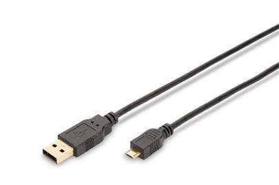 Ednet USB 2.0 connection cable, type A - micro B M/M, 1.8m, USB 2.0 conform, gold, bl