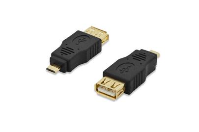 Ednet USB adapter, type micro B - A M/F, USB 2.0 conform, gold, bl