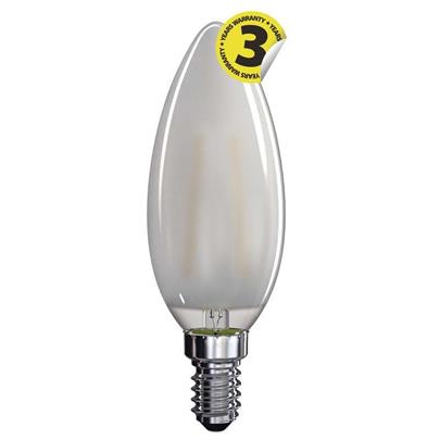 Emos LED žárovka CANDLE, 4W/40W E14, WW teplá bílá, 465 lm, Filament matná A++