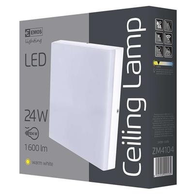 Emos přisazené LED svítidlo, čtverec 24W/100W, WW teplá bílá, IP44