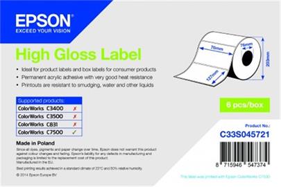 EPSON High Gloss Label - Die-cut Roll: 76mm x 127mm, 960 labels