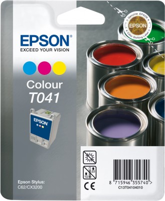 Epson originální ink C13T041040, color, 300str., Epson Stylus C62, CX3200
