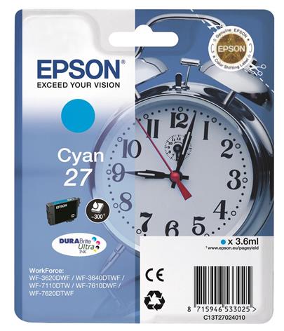 EPSON Singlepack Cyan 27 DURABrite Ultra Ink