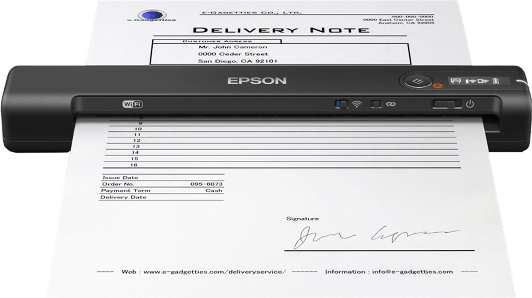 EPSON skener WorkForce ES-60W - A4/600x600dpi/USB/Wi-Fi/mobilní