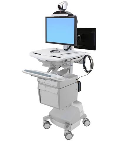 ERGOTRON StyleView® Telemedicine Cart, Back-to-Back Monitor, Powered, pojízdný stojan, NTB/LCD, Klávesnice, myš, s napájením
