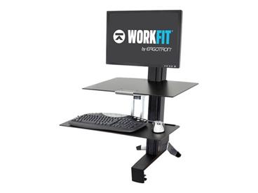ERGOTRON WorkFit-S, Single HD Workstation with Worksurface (black), nastavitelný stolní držák pro monitor, kláv.+myš. police