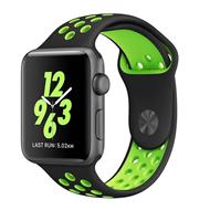 eses Silikonový řemínek 42mm/44mm S/M/L černý/zelený pro Apple Watch