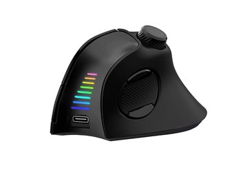 EVOLVEO TwinVerti, bezdrátová vertikální ergonomická myš, podsvícená,tichá, 2.4GHz+Bluetooth, černá