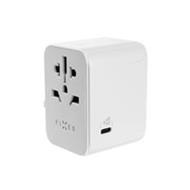 Fixed cestovní adaptér pro EU, UK a USA/AUS, 1x USB-C + 2x USB A, GaN, PD 30W, bílá