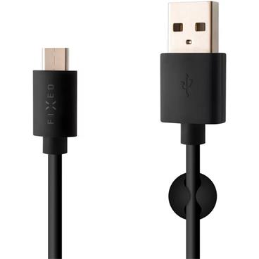 FIXED datový a nabíjecí kabel USB-C, USB 2.0, 2 metry, 3A, černý