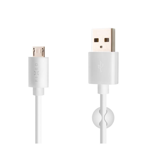 FIXED Kabel Micro USB, 2,4A, bílý