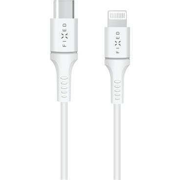 FIXED USB-C dlouhý datový a nabíjecí kabel s Lightning (PD), 2m, MFI bílý