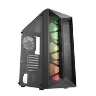 FSP/Fortron ATX Midi Tower CMT211A Black, průhledná bočnice, A.RGB