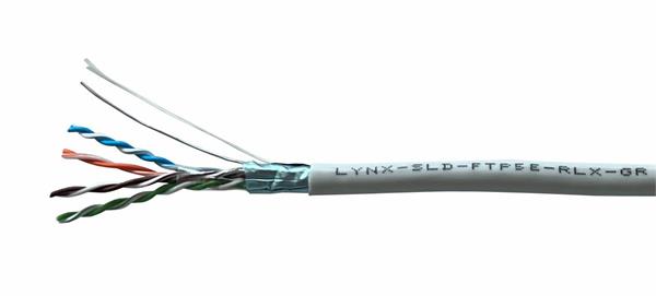 FTP kabel LYNX REELEX AIR, Cat5E, drát, PVC, Eca, šedý, 305m