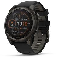 Garmin - fenix 8 Solar Sapphire - 47 mm - Carbon Gray DLC Titanium with Black | Pebble Gray Silicone Band, EU