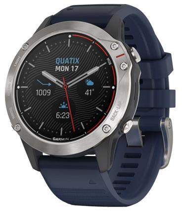 Garmin GPS jachtařské hodinky Quatix6 PRO Glass Silver/Blue Band