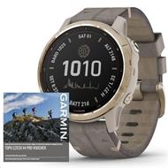 Garmin GPS sportovní hodinky fenix6S PRO Solar, LightGold/Suede Band (MAP/Music)