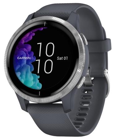 GARMIN GPS sportovní smartwatch hodinky Venu Silver/Blue Band