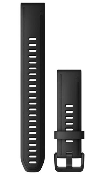 GARMIN řemínek pro fenix6S - QuickFit 20, silikonový, černý, dlouhý, černá přezka