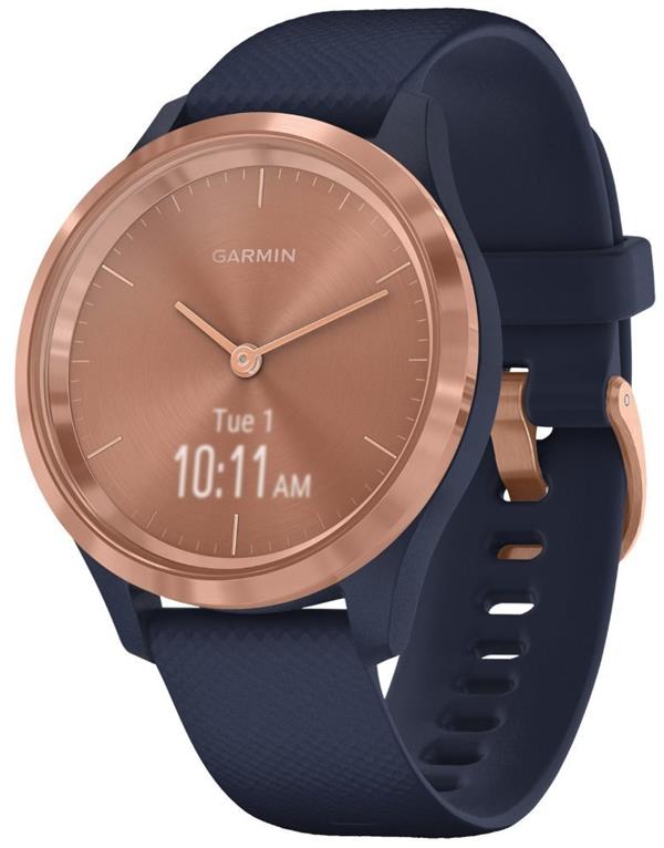 GARMIN stylové/chytré hodinky vivomove3S Sport, RoseGold/Blue Band